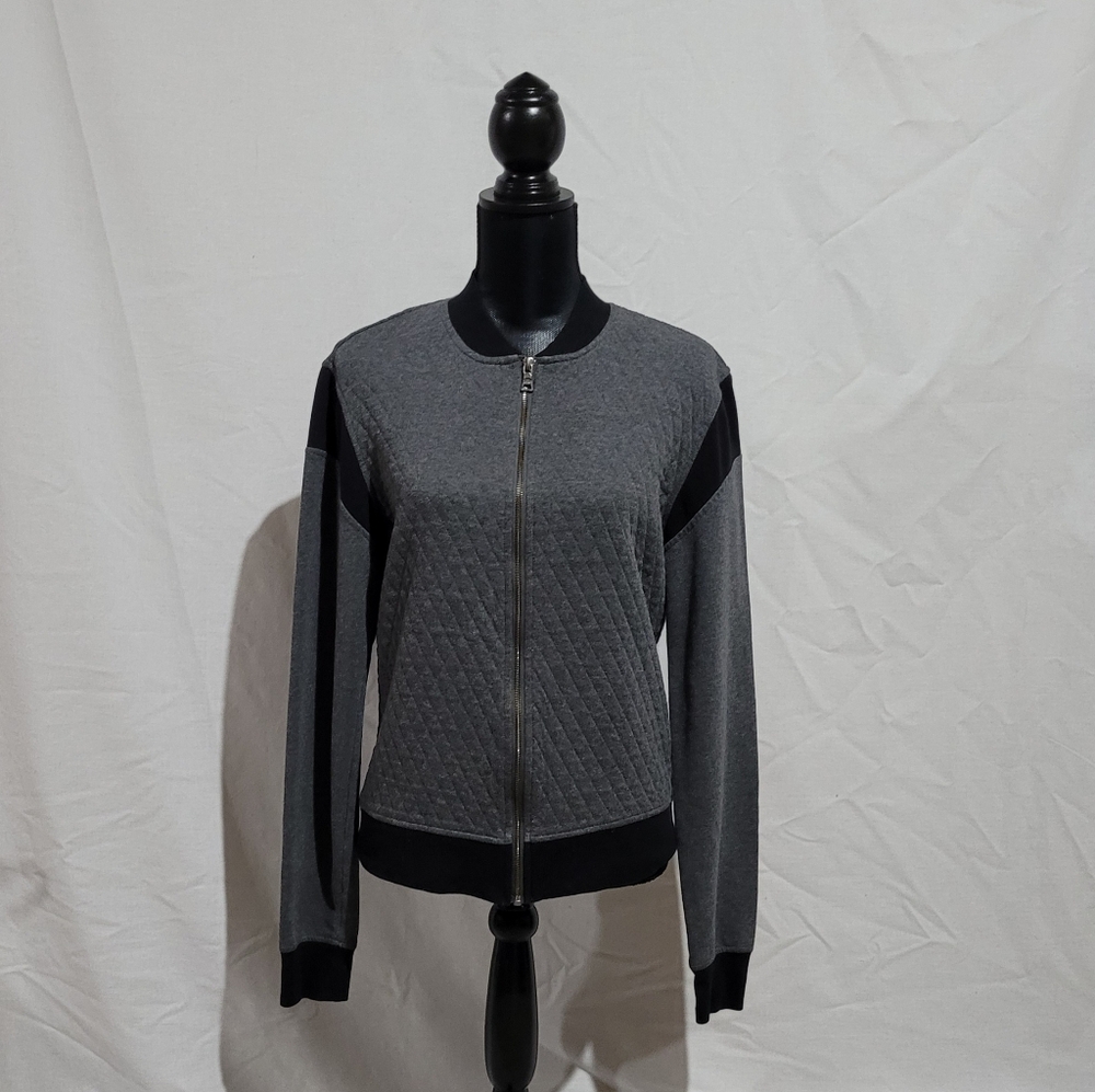 Guess jacket coat quilted black grey preppy sporty size small spring fall